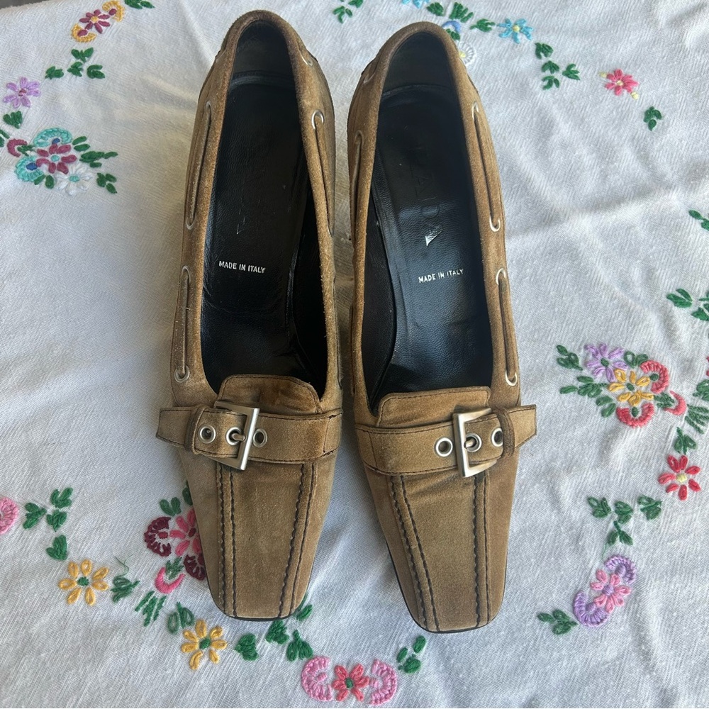 100% Authentic Prada Buckle Kitten Heels
